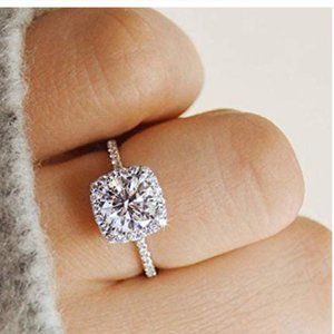 SPECIAL-Beautiful 925 Sterling Silver CZ Ring Solitaire Crystal Women's Ring